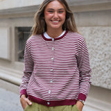 CHAQUETA PUNTO RAYAS BURDEOS
