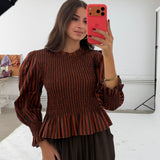 BLUSA NIDO DE ABEJA RAYAS CALDERO