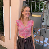 TOP LUREX FRUNCE ROSA CLARO