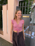TOP LUREX FRUNCE ROSA CLARO