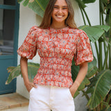 BLUSA CADIZ FRUNCES NARANJA
