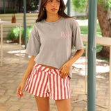 SHORT RAYAS BLANCO Y ROSA