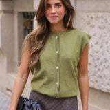 CHALECO PUNTO BOTONES VERDE LIMA