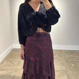 FALDA VOLANTES BRILLO BURDEOS