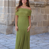 VESTIDO BARCO TUL VERDE