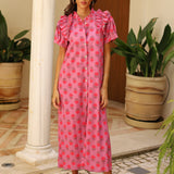 VESTIDO BOTONES FLORES MALVA