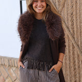 CHAQUETA CUELLO DE PELO MARRÓN