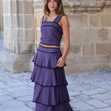 CONJUNTO CARACAS FLORES MORADO