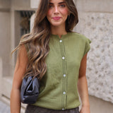 CHALECO PUNTO BOTONES VERDE LIMA