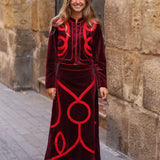 CHAQUETA TERCIOPELO BERENJENA Y ROSA