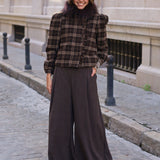 PANTALON ANCHO PINZAS MARRON