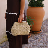 BOLSO RAFIA FLORES CLARO