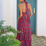 FALDA GASA FLORES ROJAS