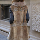 CHALECO PELO NATURAL LARGO 83 CM