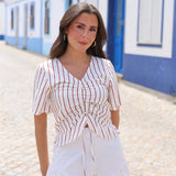 BLUSA FRUNCE RAYAS