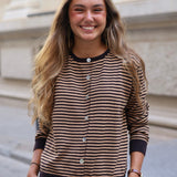 CHAQUETA PUNTO RAYAS MARRÓN