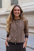 CHAQUETA PUNTO RAYAS MARRÓN