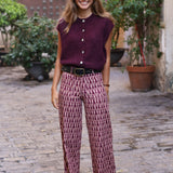 PANTALON WORKER ROSA Y BURDEOS