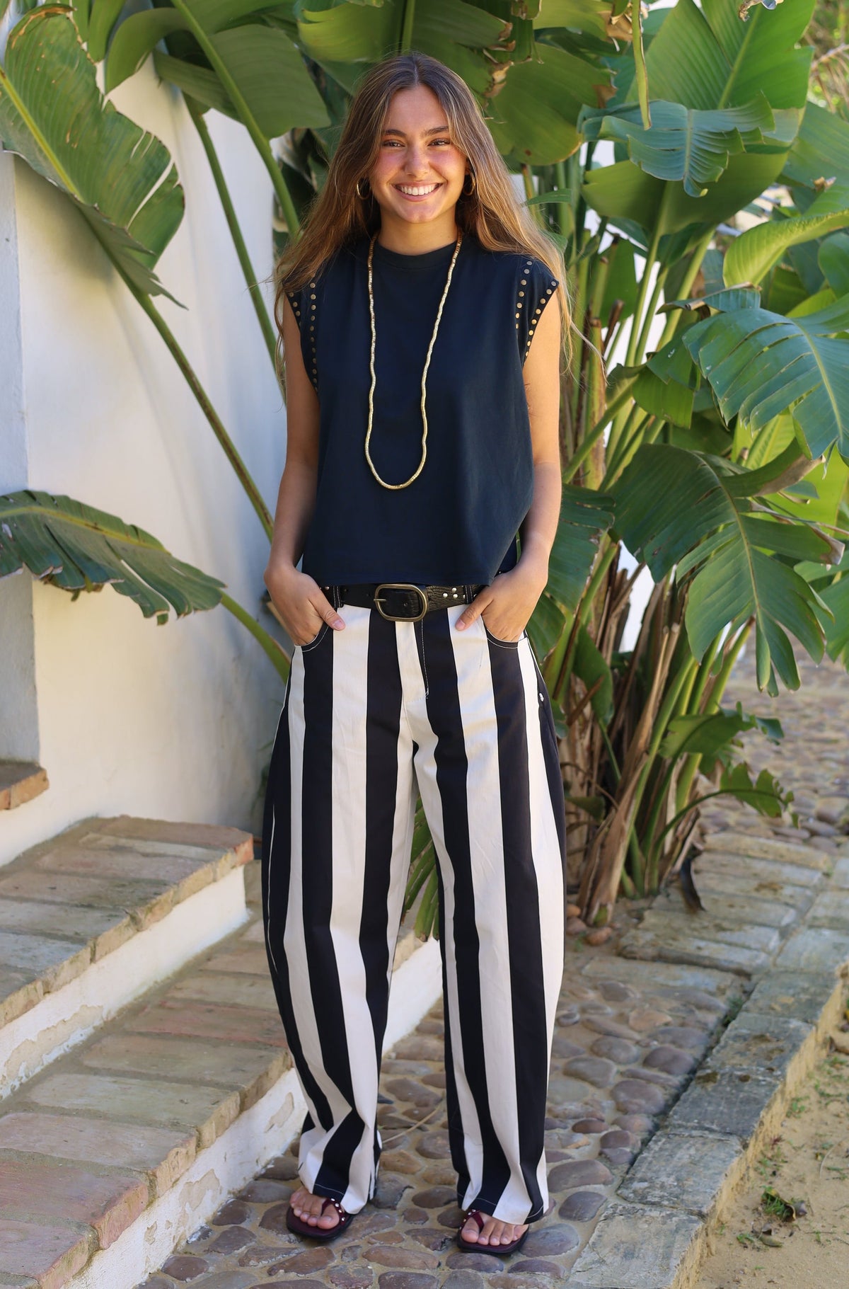 PANTALON RAYAS VERTICALES NEGRO