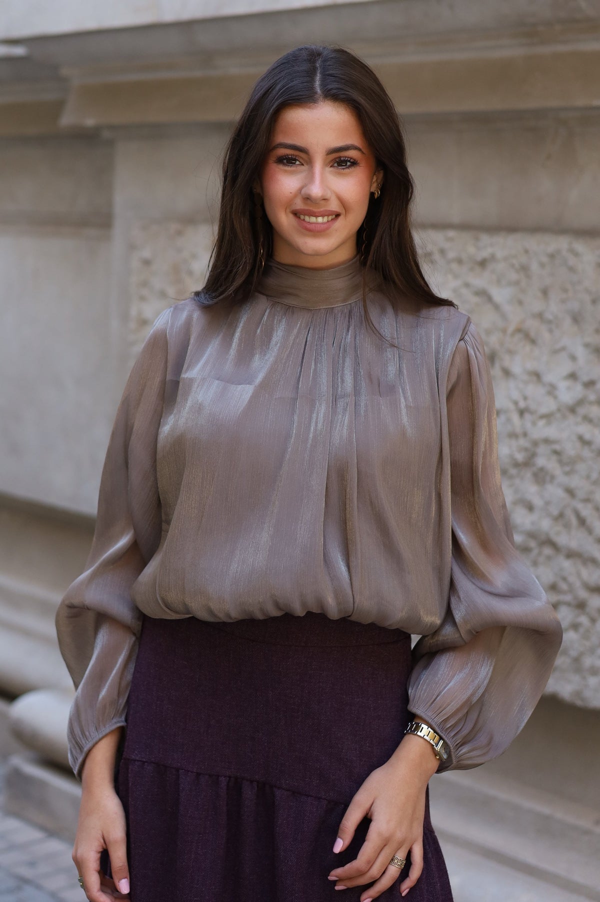 BLUSA LUREX CAMEL