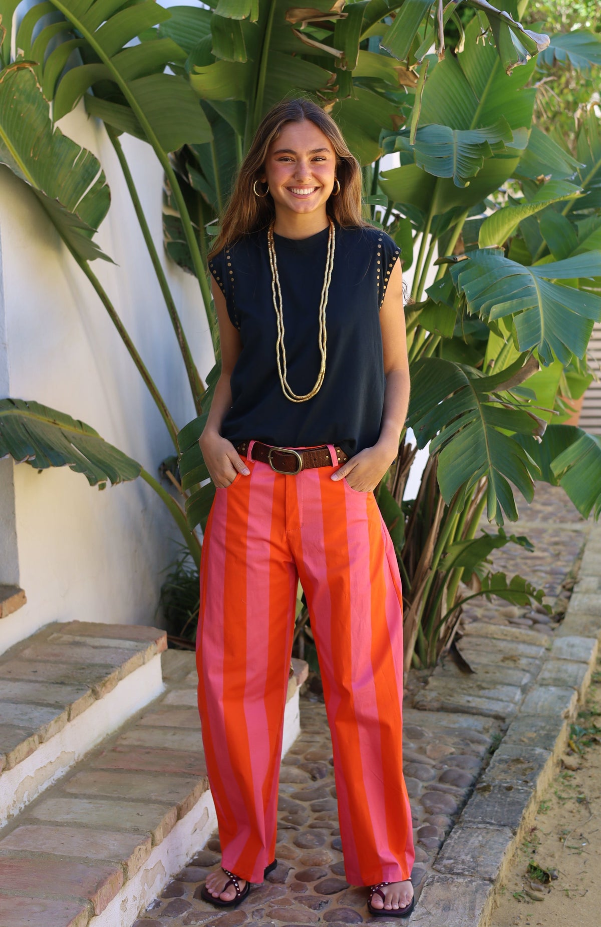 PANTALON RAYAS VERTICALES NARANJA