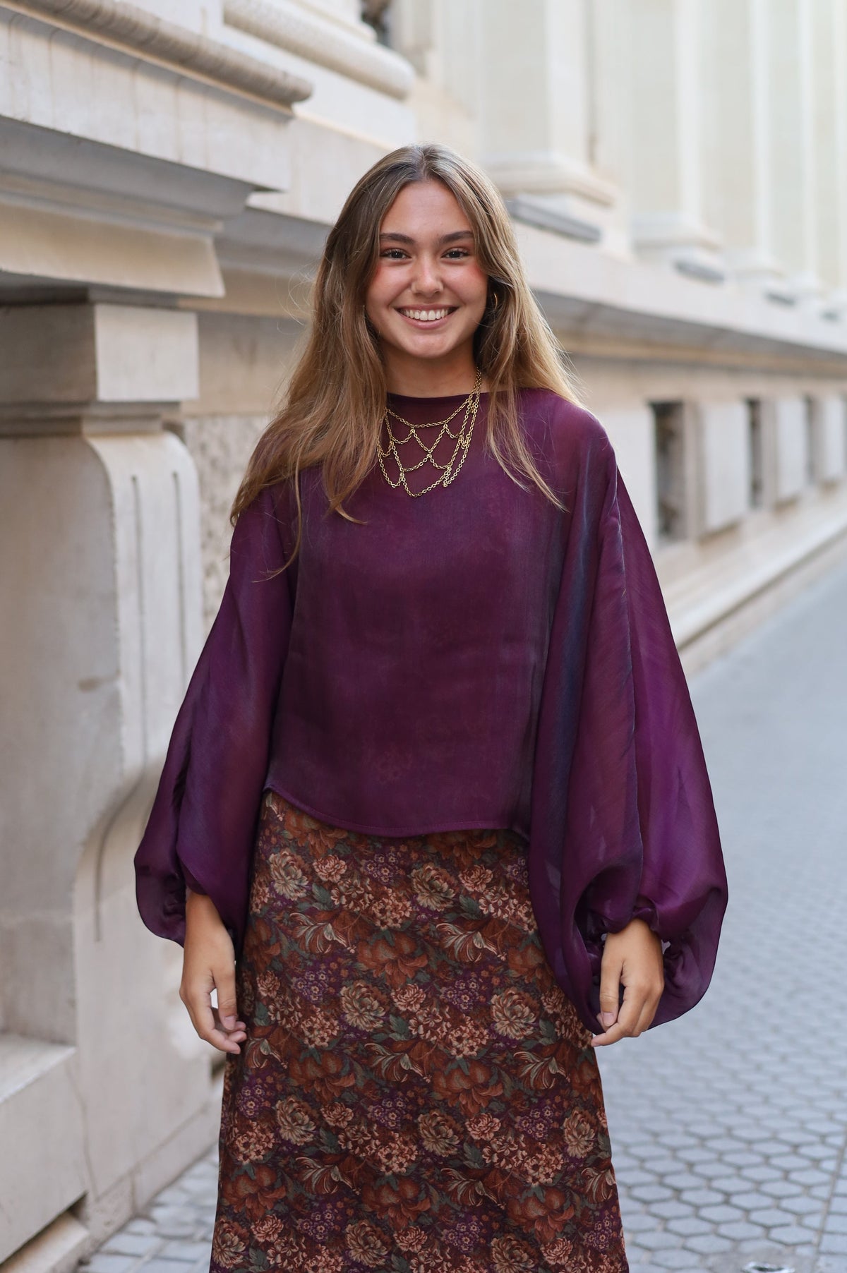 BLUSA CAPA BERENJENA