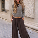PANTALON BOMBACHO LISO MARRON