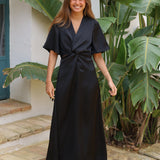 VESTIDO CUT OUT SATINADO NEGRO