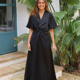 VESTIDO CUT OUT SATINADO NEGRO