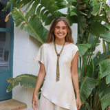 BLUSA SATINADA ASIMETRICA CRUDA