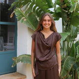 BLUSA SATINADA MARRON