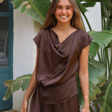 BLUSA SATINADA MARRON