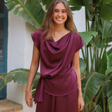 BLUSA SATINADA BERENJENA