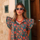 VESTIDO CAÑOS FLORES VERDE