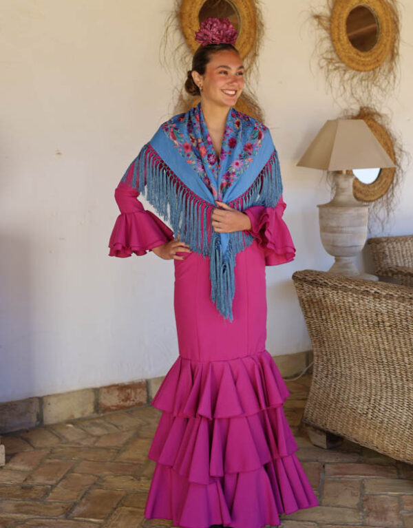 TRAJE DE FLAMENCA LISO BUGANVILLA