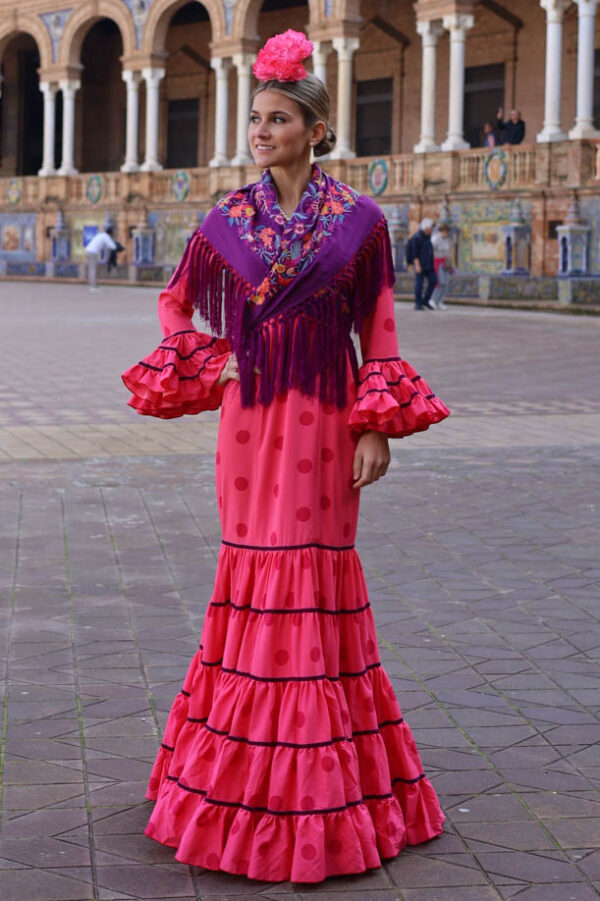 TRAJE DE FLAMENCA CANASTERO ROSA